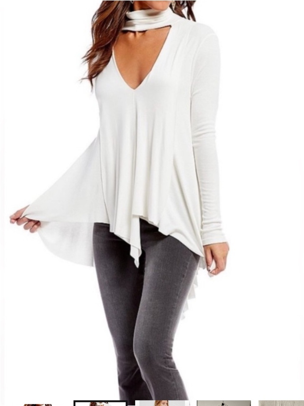 Free People Cream Color Uptown Choker  Asymmetrical Tunic  Top NWT XS